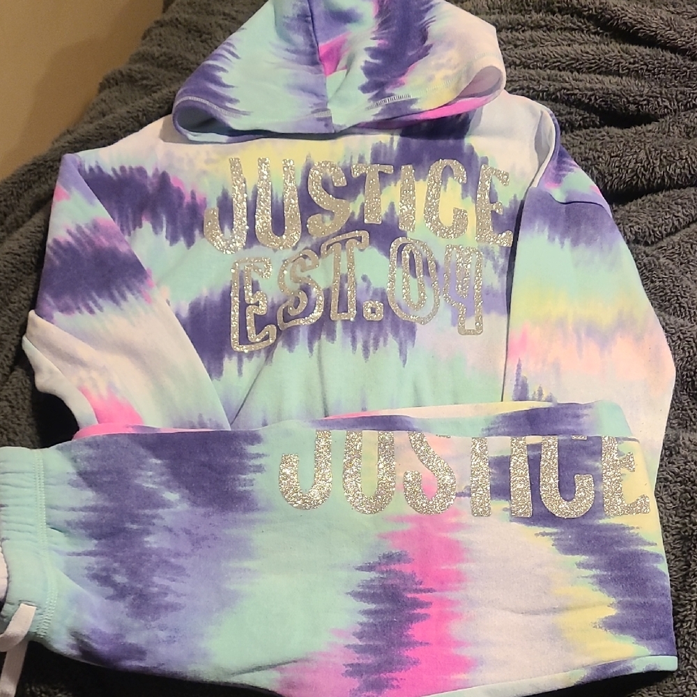 Justice Purple and Blue Tie-Dye Hoodie
